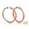 Lauren G. Adams Bamboo Hoop Earrings (Silver & Bright Orange)